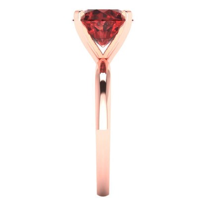 3 cttw Natural Garnet Solitaire  Engagement Ring - Solid Gold (Round Cut,9.0mm)