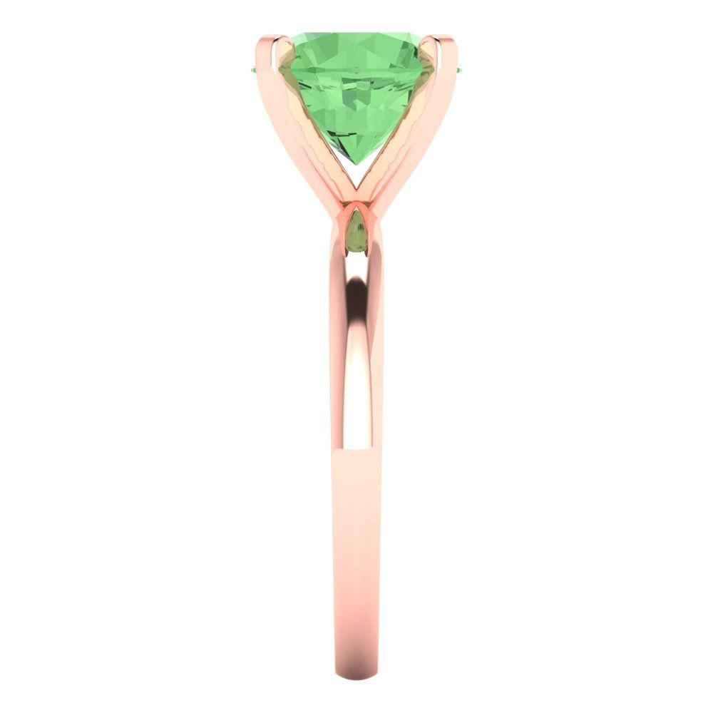 3 cttw Zirconia Simulated Green Diamond Solitaire  Engagement Ring - Solid Gold (VVS1, Round Cut,9.0mm)