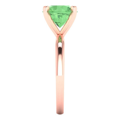 3 cttw Zirconia Simulated Green Diamond Solitaire  Engagement Ring - Solid Gold (VVS1, Round Cut,9.0mm)