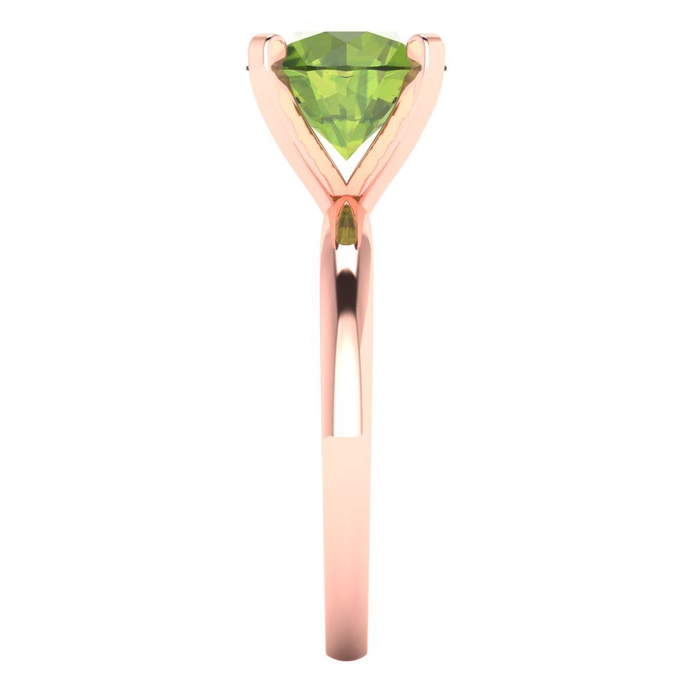 3 cttw Natural Peridot Solitaire  Engagement Ring - Solid Gold (Round Cut,9.0mm)