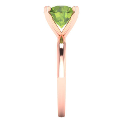 3 cttw Natural Peridot Solitaire  Engagement Ring - Solid Gold (Round Cut,9.0mm)