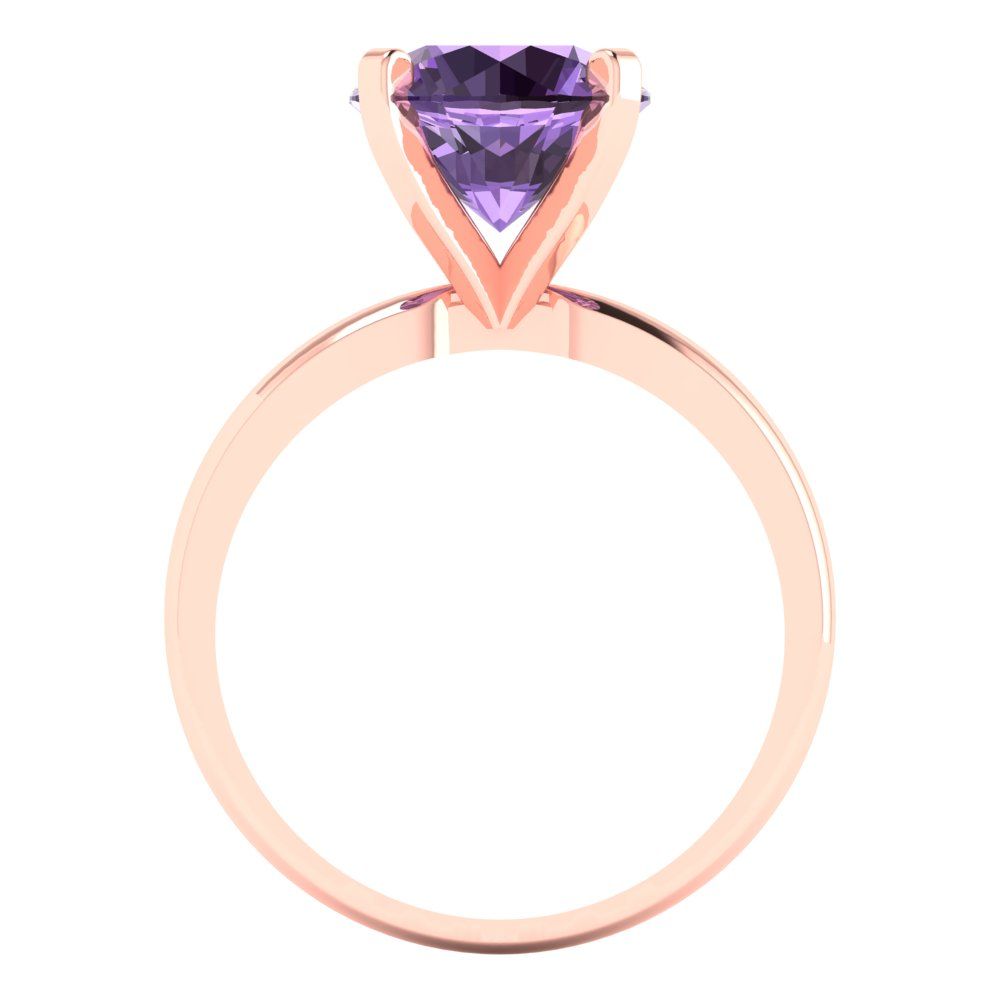 3 cttw Simulated Alexandrite Solitaire  Engagement Ring - Solid Gold (Round Cut,9.0mm)