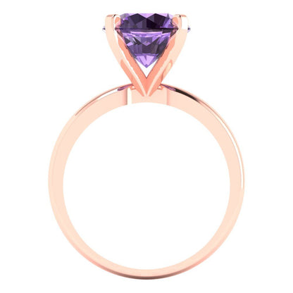 3 cttw Simulated Alexandrite Solitaire  Engagement Ring - Solid Gold (Round Cut,9.0mm)