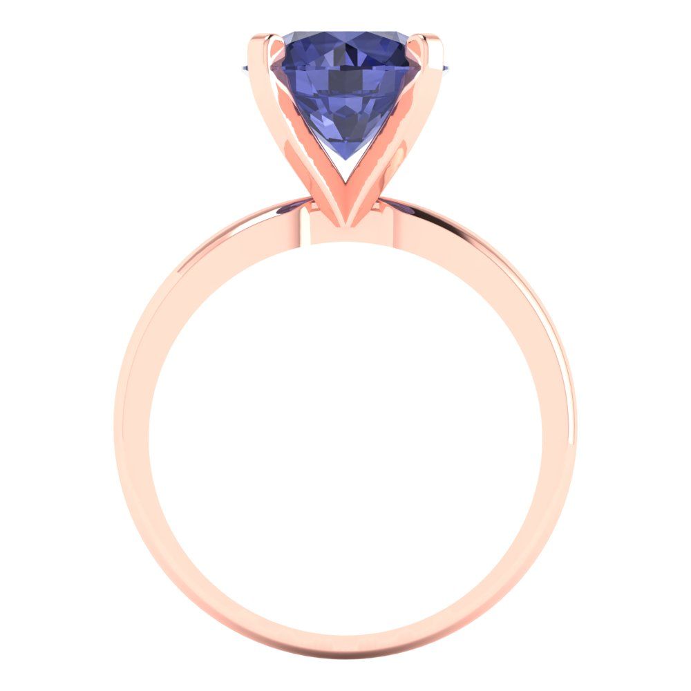 3 cttw Simulated Tanzanite Solitaire  Engagement Ring - Solid Gold (Round Cut,9.0mm)