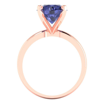 3 cttw Simulated Tanzanite Solitaire  Engagement Ring - Solid Gold (Round Cut,9.0mm)