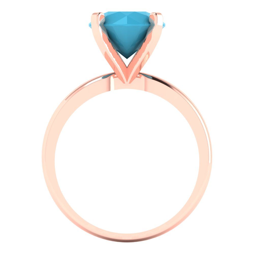 3 cttw Simulated Turquoise Solitaire  Engagement Ring - Solid Gold (Round Cut,9.0mm)