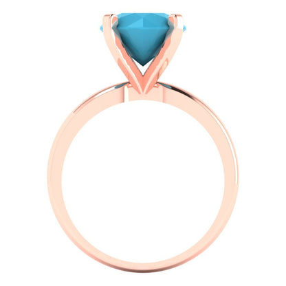 3 cttw Simulated Turquoise Solitaire  Engagement Ring - Solid Gold (Round Cut,9.0mm)