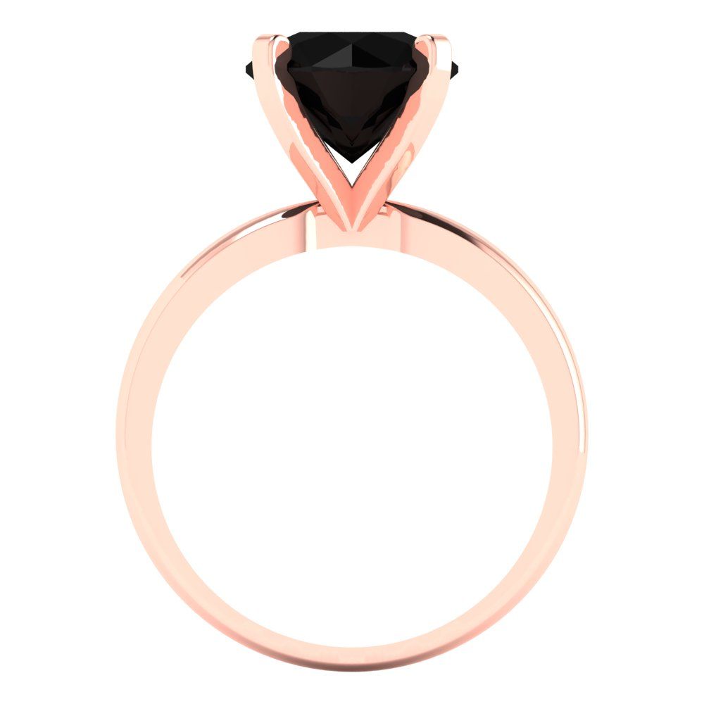 3 cttw Natural Onyx Solitaire  Engagement Ring - Solid Gold (Round Cut,9.0mm)