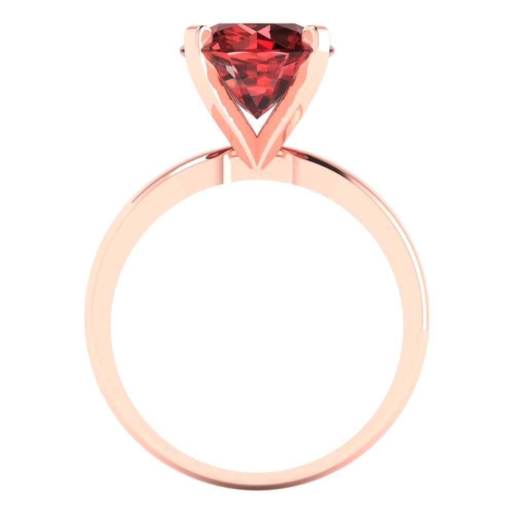 3 cttw Natural Garnet Solitaire  Engagement Ring - Solid Gold (Round Cut,9.0mm)