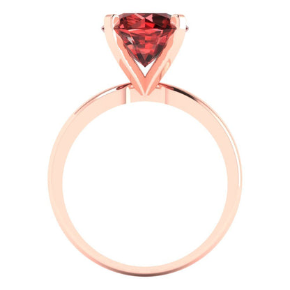 3 cttw Natural Garnet Solitaire  Engagement Ring - Solid Gold (Round Cut,9.0mm)