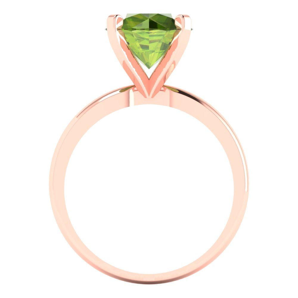 3 cttw Natural Peridot Solitaire  Engagement Ring - Solid Gold (Round Cut,9.0mm)