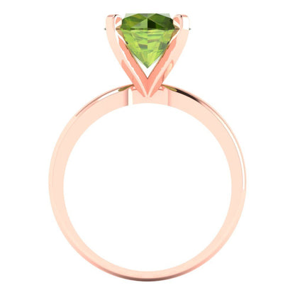 3 cttw Natural Peridot Solitaire  Engagement Ring - Solid Gold (Round Cut,9.0mm)