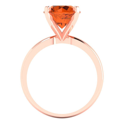 3 cttw Simulated Ruby Solitaire  Engagement Ring - Solid Rose Gold (VVS1, Round Cut,9.0mm)