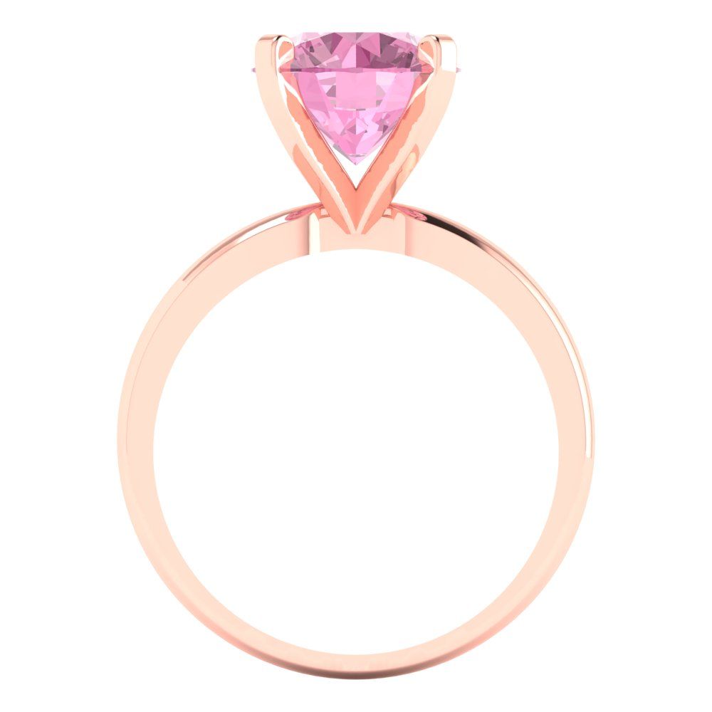 3 cttw Zirconia Simulated Pink Diamond Solitaire  Engagement Ring - Solid Rose Gold (VVS1, Round Cut,9.0mm)