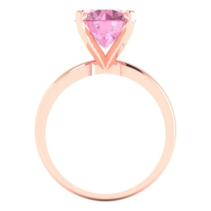 3 cttw Zirconia Simulated Pink Diamond Solitaire  Engagement Ring - Solid Rose Gold (VVS1, Round Cut,9.0mm)