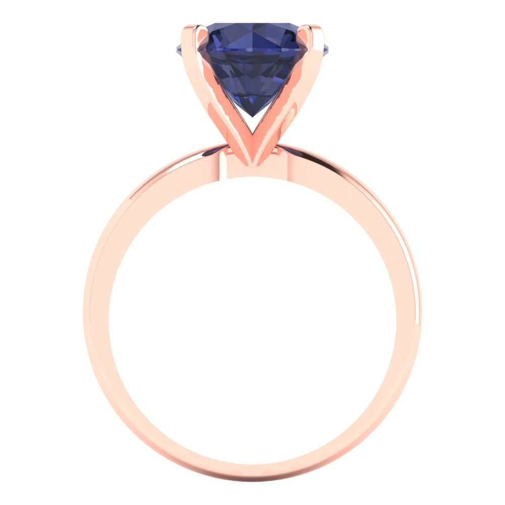3 cttw Simulated Blue Sapphire Solitaire  Engagement Ring - Solid Gold (Round Cut,9.0mm)