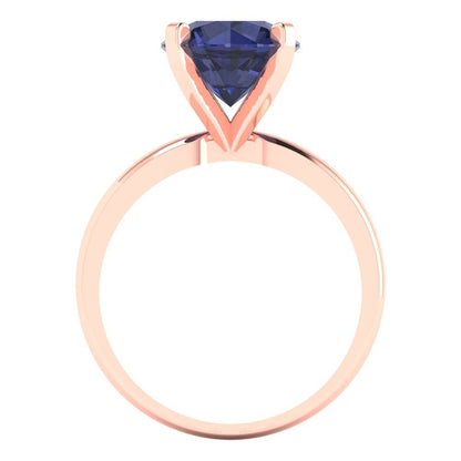 3 cttw Simulated Blue Sapphire Solitaire  Engagement Ring - Solid Gold (Round Cut,9.0mm)