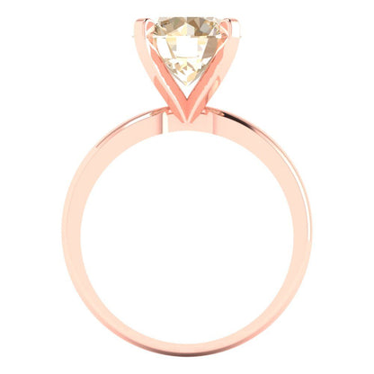 3 cttw Natural Morganite Solitaire  Engagement Ring - Solid Gold (Round Cut,9.0mm)