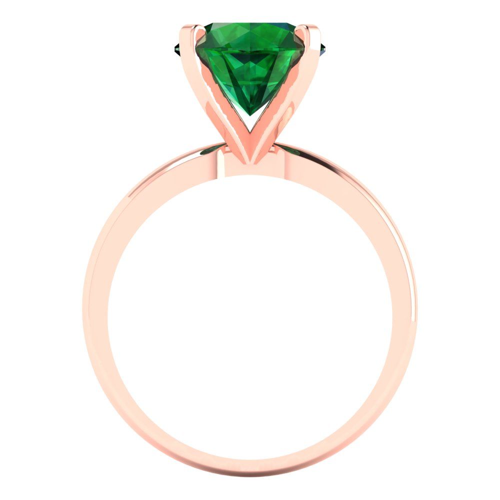 3 cttw Simulated Emerald Solitaire  Engagement Ring - Solid Gold (Round Cut,9.0mm)