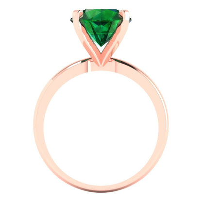 3 cttw Simulated Emerald Solitaire  Engagement Ring - Solid Gold (Round Cut,9.0mm)