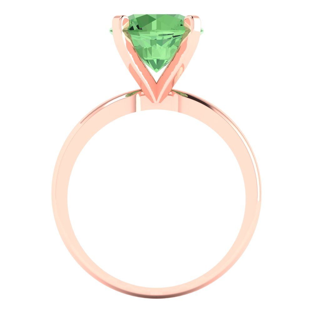 3 cttw Zirconia Simulated Green Diamond Solitaire  Engagement Ring - Solid Gold (VVS1, Round Cut,9.0mm)