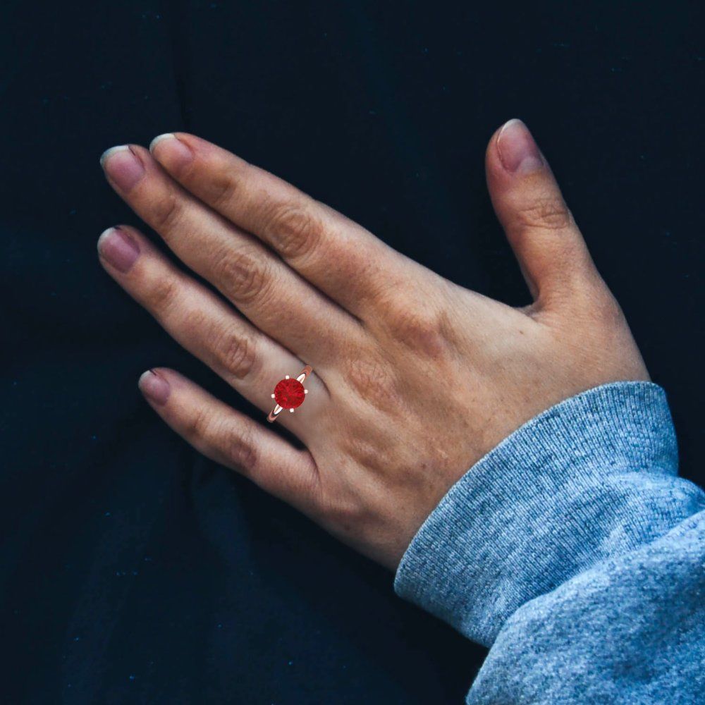 3 cttw Simulated Pink Tourmaline Solitaire  Engagement Ring - Solid Gold (Round Cut,9.0mm)