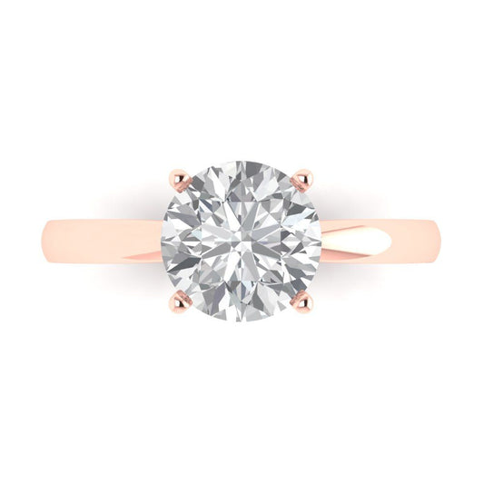 2 cttw Moissanite Solitaire  Engagement Ring - Solid Rose Gold (VVS1, Round Cut,8.0mm)
