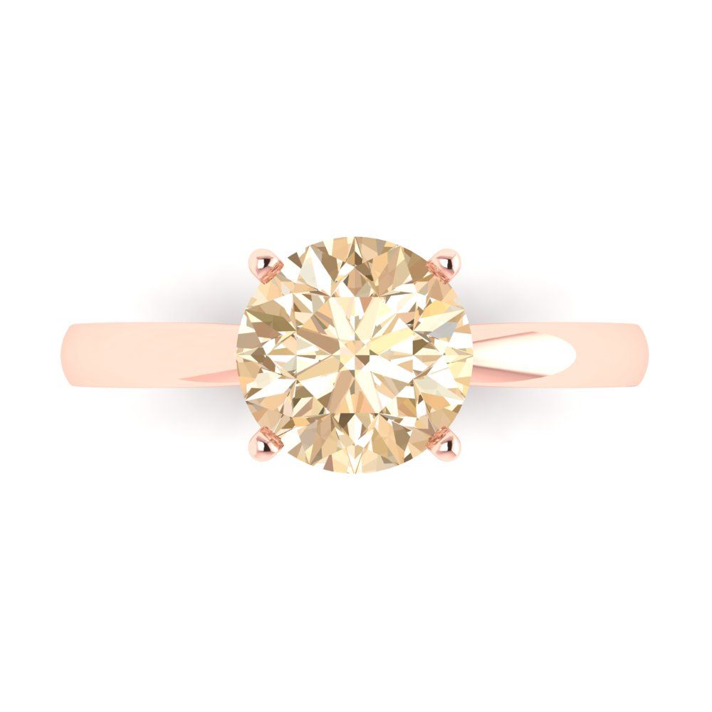 2 cttw Natural Morganite Solitaire  Engagement Ring - Solid Gold (Round Cut,8.0mm)