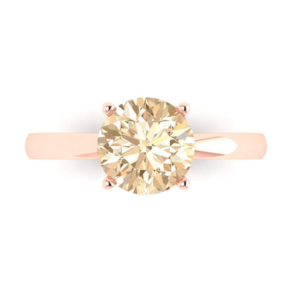 2 cttw Natural Morganite Solitaire  Engagement Ring - Solid Gold (Round Cut,8.0mm)