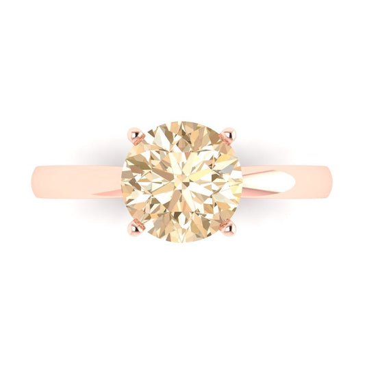 2 cttw Natural Morganite Solitaire  Engagement Ring - Solid Rose Gold (VVS1, Round Cut,8.0mm)