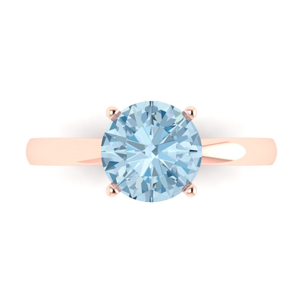 2 cttw Natural Swiss Blue Topaz Solitaire  Engagement Ring - Solid Gold (Round Cut,8.0mm)