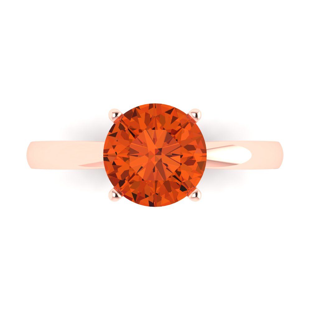 2 cttw Zirconia Simulated Red Diamond Solitaire  Engagement Ring - Solid Gold (VVS1, Round Cut,8.0mm)