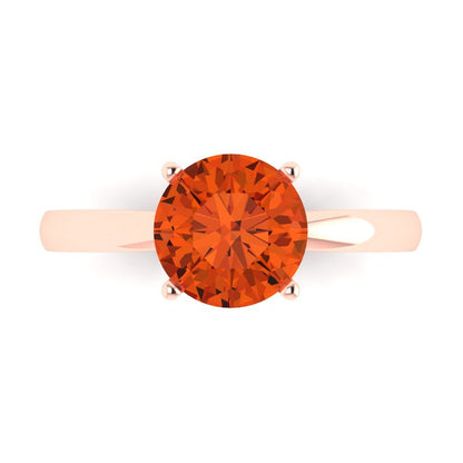 2 cttw Zirconia Simulated Red Diamond Solitaire  Engagement Ring - Solid Gold (VVS1, Round Cut,8.0mm)