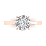 2.0 ct Brilliant Round Cut Natural Diamond Stone Clarity SI1-2 Color G-H Rose Gold Solitaire Ring