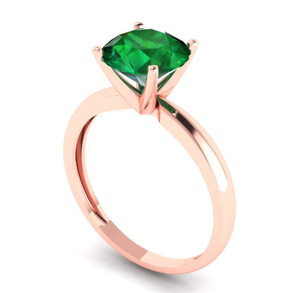 2 cttw Simulated Emerald Solitaire  Engagement Ring - Solid Gold (Round Cut,8.0mm)