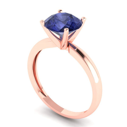 2 cttw Simulated Tanzanite Solitaire  Engagement Ring - Solid Gold (Round Cut,8.0mm)
