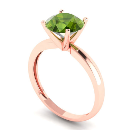 2 cttw Natural Peridot Solitaire  Engagement Ring - Solid Gold (Round Cut,8.0mm)