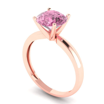 2 cttw Zirconia Simulated Pink Diamond Solitaire  Engagement Ring - Solid Gold (VVS1, Round Cut,8.0mm)