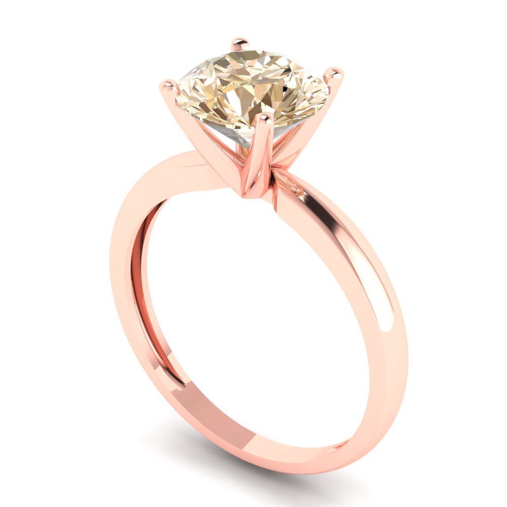 2 cttw Natural Morganite Solitaire  Engagement Ring - Solid Gold (Round Cut,8.0mm)