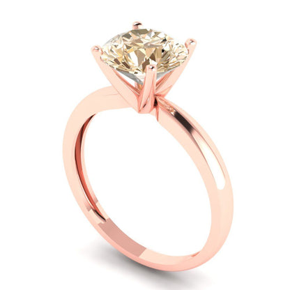 2 cttw Natural Morganite Solitaire  Engagement Ring - Solid Gold (Round Cut,8.0mm)