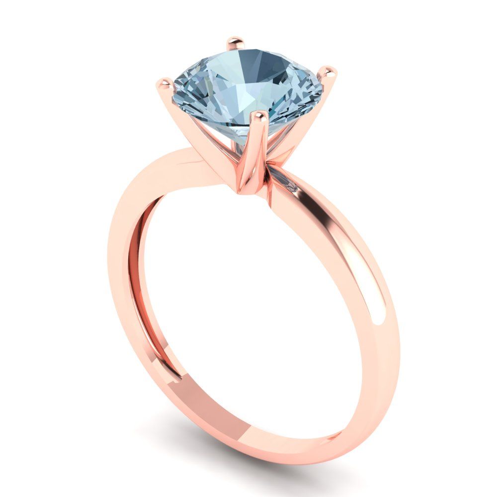 2 cttw Natural Sky Blue Topaz Solitaire  Engagement Ring - Solid Gold (Round Cut,8.0mm)