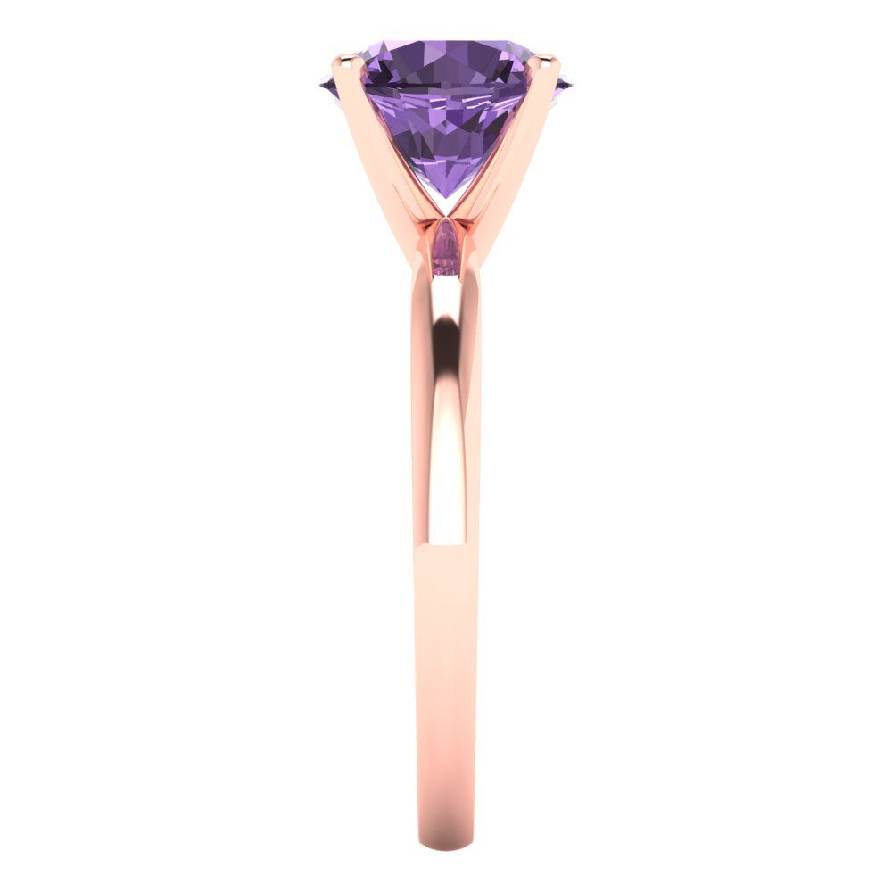 2 cttw Simulated Alexandrite Solitaire  Engagement Ring - Solid Gold (Round Cut,8.0mm)