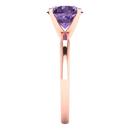 2 cttw Simulated Alexandrite Solitaire  Engagement Ring - Solid Gold (Round Cut,8.0mm)