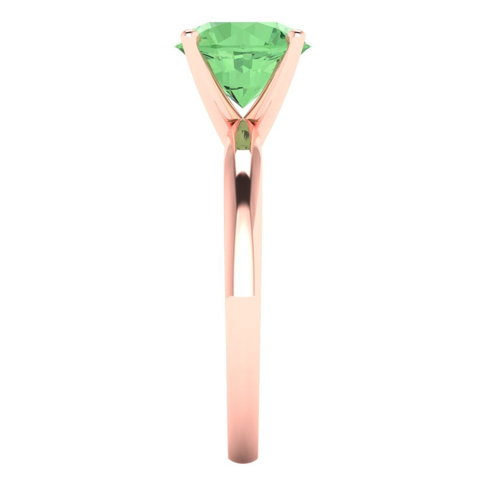 2 cttw Zirconia Simulated Green Diamond Solitaire  Engagement Ring - Solid Gold (VVS1, Round Cut,8.0mm)