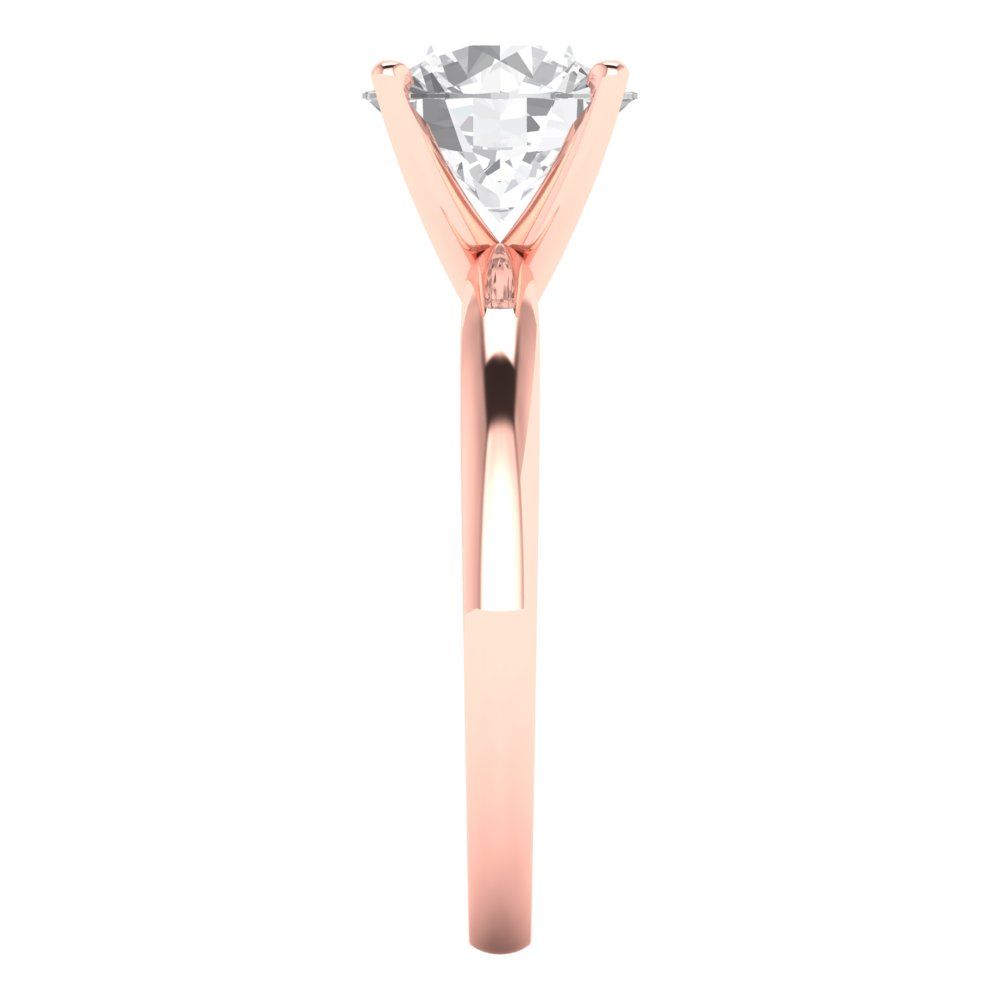 2 cttw White Sapphire Solitaire  Engagement Ring - Solid Rose Gold (VVS1, Round Cut,8.0mm)