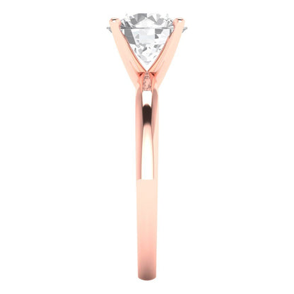 2 cttw White Sapphire Solitaire  Engagement Ring - Solid Rose Gold (VVS1, Round Cut,8.0mm)