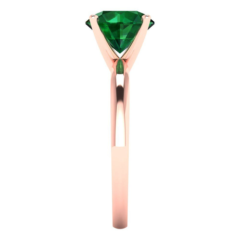 2.0 ct Brilliant Round Cut Simulated Emerald Stone Rose Gold Solitaire Ring