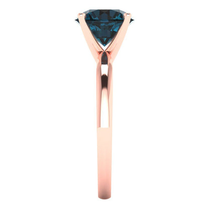 2 cttw Natural London Blue Topaz Solitaire  Engagement Ring - Solid Gold (Round Cut,8.0mm)