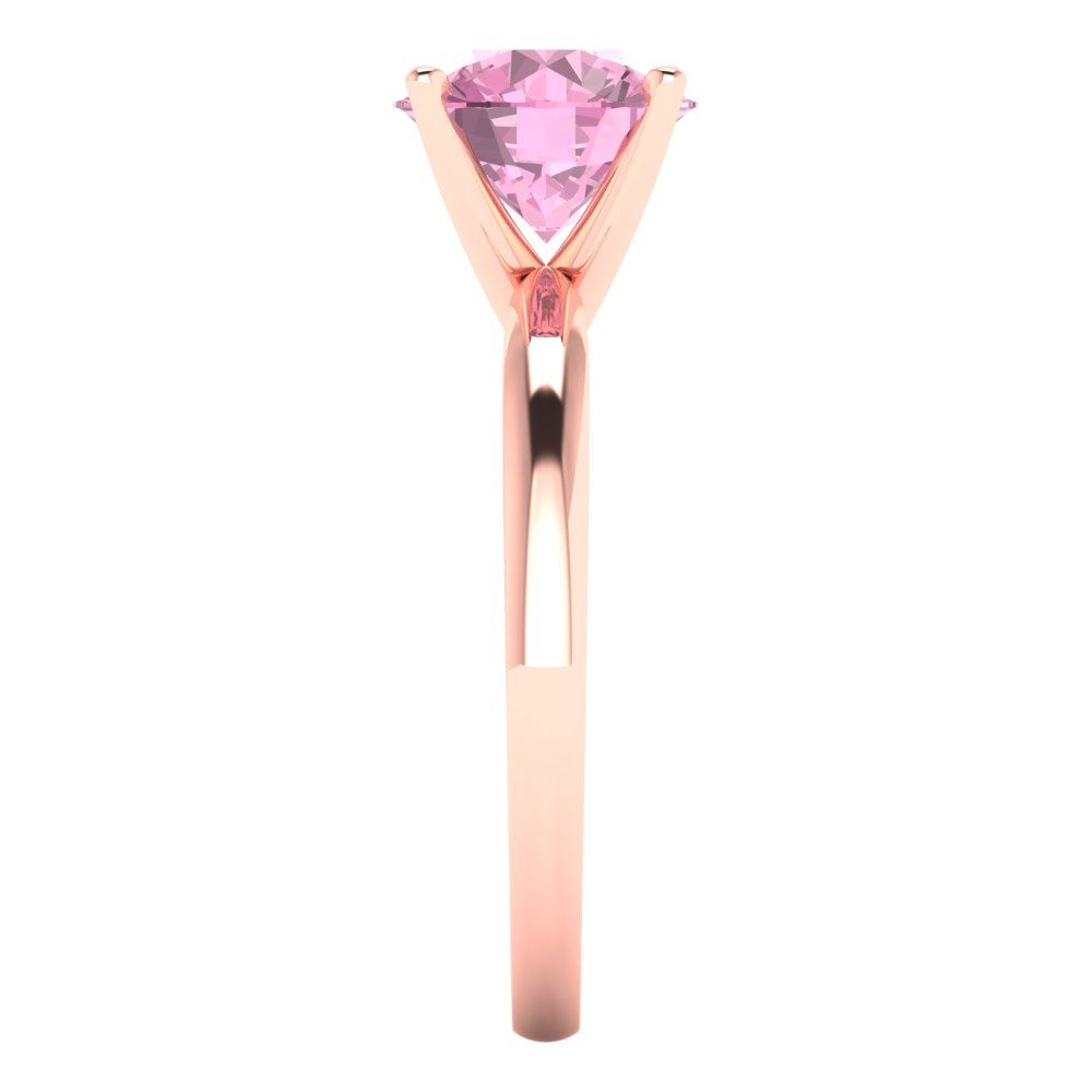 2 cttw Zirconia Simulated Pink Diamond Solitaire  Engagement Ring - Solid Gold (VVS1, Round Cut,8.0mm)