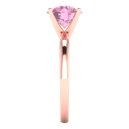 2 cttw Zirconia Simulated Pink Diamond Solitaire  Engagement Ring - Solid Gold (VVS1, Round Cut,8.0mm)
